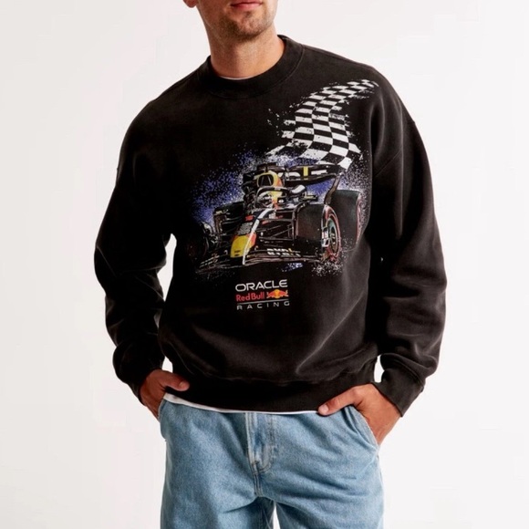 Abercrombie & Fitch Oracle Red Bull Racing Sweater Mens Small Black